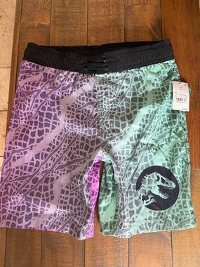 Target Kids Swim Trunks in Purple and Green with Black Waistband